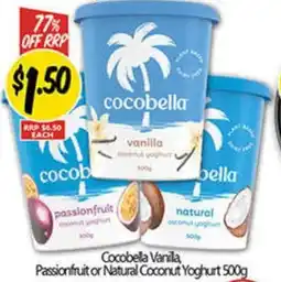 NQR Cocobella Vanila Passionfruit or Natural Coconut Yoghurt offer