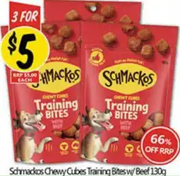 NQR Schmackos Chewy Cubes Training Bites w/ Beef offer