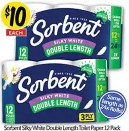 NQR Sorbent Silky White Double Length Toilet Paper offer