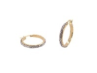 Bevilles Jewellery 9ct Yellow Gold Silver Infused Crystal Hoop Earrings 20mm offer