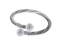 Bevilles Jewellery Stainless Steel Bangle Crystal Ball Bracelet offer