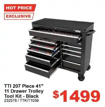 TTI 207 Piece 41" 11 Drawer Trolley Tool Kit - Black