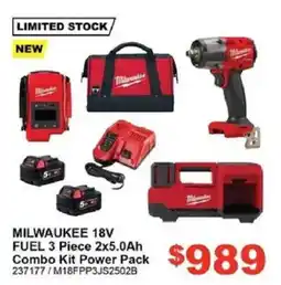 Total Tools MILWAUKEE 18V FUEL 3 Piece 2x5.0Ah Combo Kit Power Pack offer