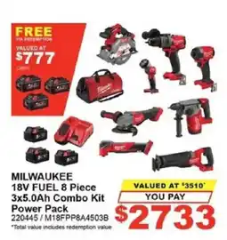 Total Tools MILWAUKEE 18V FUEL 8 Piece 3x5.0Ah Combo Kit Power Pack offer