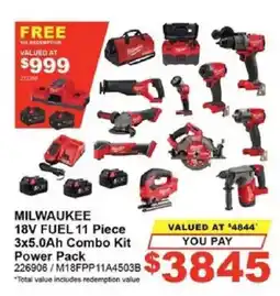 Total Tools MILWAUKEE 18V FUEL 11 Piece 3x5.0Ah Combo Kit Power Pack offer
