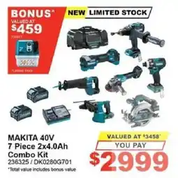 Total Tools MAKITA 40V 7 Piece 2x4.0Ah Combo Kit offer