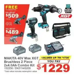 Total Tools MAKITA 40V Max XGT Brushless 2 Piece 2x4.0Ah Combo Kit offer