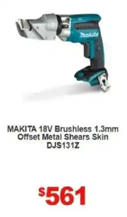 Total Tools MAKITA 18V Brushless 1.3mm Offset Metal Shears Skin DJS131Z offer