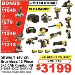 Total Tools DEWALT 18V XR Brushless 12 Piece 3x5.0Ah Combo Kit offer