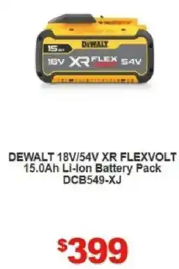 Total Tools DEWALT 18V/54V XR FLEXVOLT 15.0Ah Li-Ion Battery Pack DCB549-XJ offer