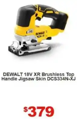 Total Tools DEWALT 18V XR Brushless Top Handle Jigsaw Skin DCS334N-XJ offer