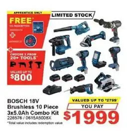 Total Tools BOSCH 18V Brushless 10 Piece 3x5.0Ah Combo Kit offer