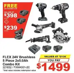 Total Tools FLEX 24V Brushless 5 Piece 2x5.0Ah Combo Kit offer