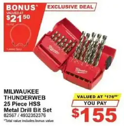 Total Tools MILWAUKEE THUNDERWEB 25 Piece HSS Metal Drill Bit Set offer