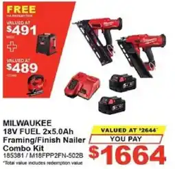 Total Tools MILWAUKEE 18V FUEL 2x5.0Ah Framing/Finish Nailer Combo Kit offer