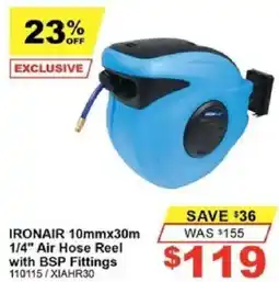 Total Tools IRONAIR 10mmx30m 1/4" Air Hose Reel with BSP Fittings offer