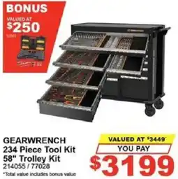 Total Tools GEARWRENCH 234 Piece Tool Kit 58" Trolley Kit offer