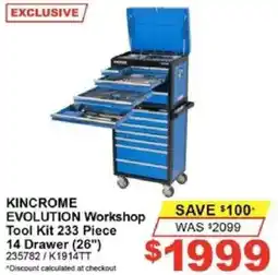 Total Tools KINCROME EVOLUTION Workshop Tool Kit 233 Piece 14 Drawer (26") offer