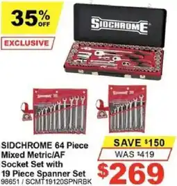 Total Tools SIDCHROME 64 Piece Mixed Metric/AF Socket Set with 19 Piece Spanner Set offer