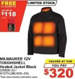 Total Tools MILWAUKEE 12V TOUGHSHELL Heated Jacket Black offer