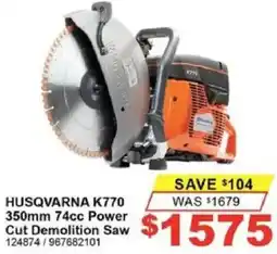 Total Tools HUSQVARNA K770 350mm 74cc Power Cut Demolition Saw offer