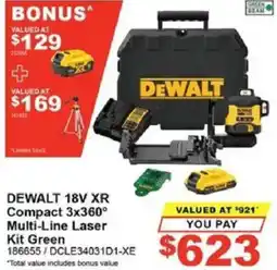 Total Tools DEWALT 18V XR Compact 3x360 Multi-Line Laser Kit Green offer