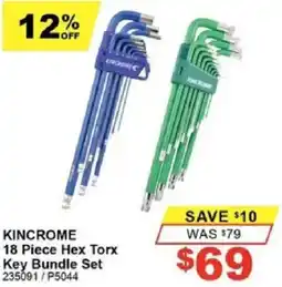 Total Tools KINCROME 18 Piece Hex Torx Key Bundle Set offer
