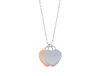 Bevilles Jewellery Rose & Silver Heart Disc Necklace in Stainless Steel offer