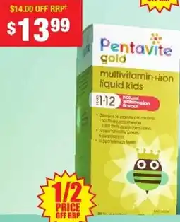 Chemist Warehouse Pentavite gold multivitamin-iron liquid kids offer