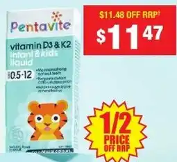 Chemist Warehouse Pentavite vitamin D3 & K2 Infant & Kids liquid offer
