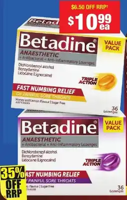 Chemist Warehouse Betadine Anaesthetic Sore Throat 36 Lozenges offer
