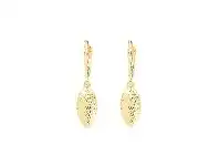 Bevilles Jewellery 9ct Yellow Gold Silver Infused Puff Diamond Cut Oval Drop Earrings offer