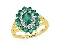 Bevilles Jewellery 9ct Yellow Gold Created Emerald Ring offer