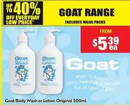 Chemist Warehouse Goat Body Wash or Lotion Original offer