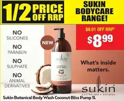 Chemist Warehouse Sukin Botanical Body Wash Coconut Bliss Pump offer