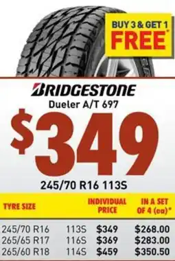 Bob Jane T-Marts BRIDGESTONE Dueler A/T 697 offer