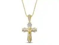 Bevilles Jewellery 9ct Yellow Gold 1.00ct Diamond Crucifix Cross Necklace offer