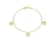 Bevilles Jewellery 9ct Yellow Gold Silver Infused Open Heart Charms Bracelet offer
