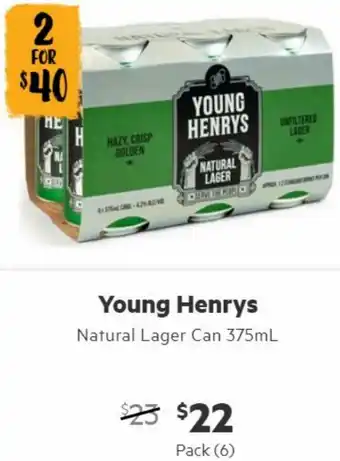 Young Henrys Natural Lager Can 375ml