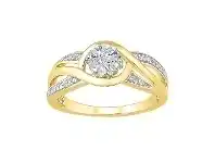 Bevilles Jewellery 9ct Yellow Gold Diamond Set Wave Ring offer