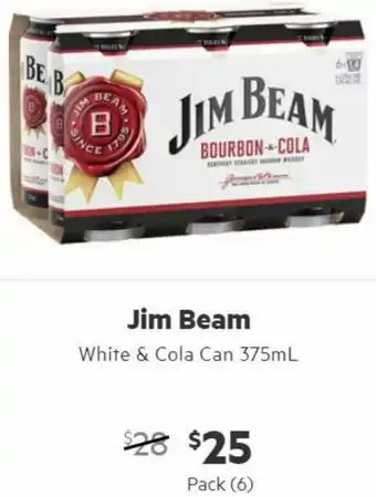 First Choice Liquor Jim Beam White & Cola Can 375ml offer