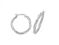 Bevilles Jewellery Stainless Steel White Crystal Twist Hoop Earrings offer