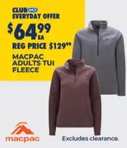 BCF Macpac adults tui fleece offer