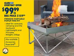BCF Fireside portable popup fire pit offer