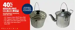 BCF Wanderer teapots and billies offer