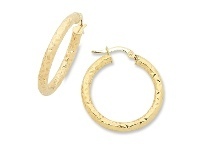 Bevilles Jewellery 9ct Yellow Gold Hoop Earrings- 3mm x 20mm offer