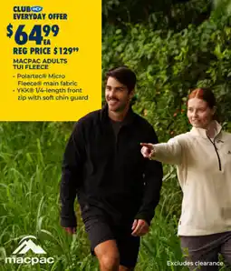 BCF Macpac adults tui fleece offer