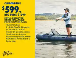 BCF Pryml predator hd330 inflatable fishing kayak pack offer