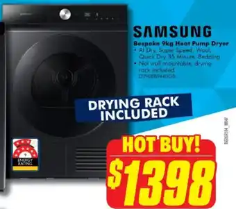 The Good Guys SAMSUNG Bespoke 9kg Heat Pump Dryer offer