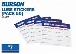 Burson Auto Parts Burson lube stickers (pack 50) offer